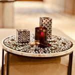 Zahra Bone Inlay Side Table/Black