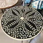 Zahra Bone Inlay Side Table/Black