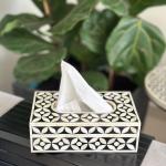 Rectangular Bone inlay tissue box